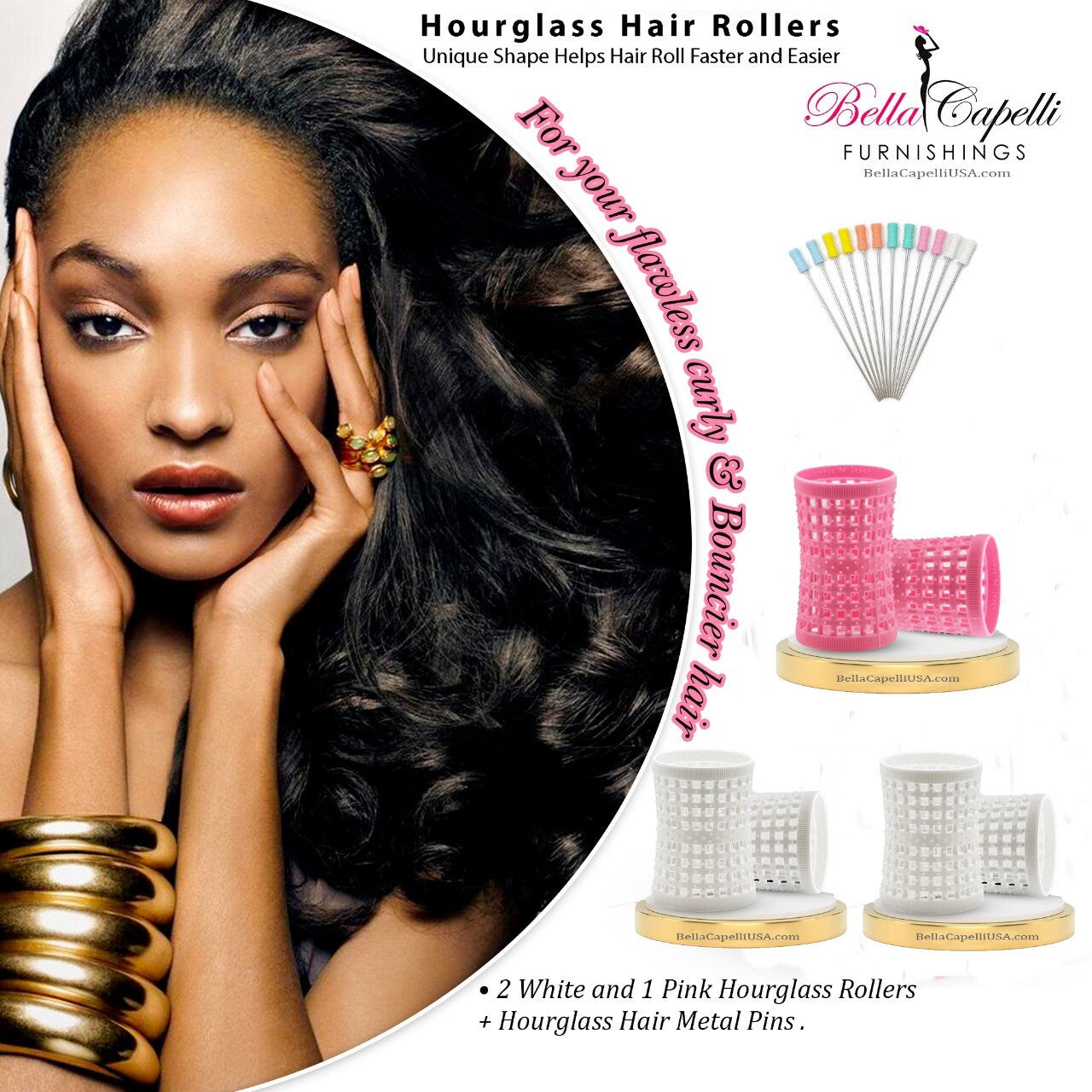 20% OFF - 2 Pack of Large Pink + Hourglass Hair Pins