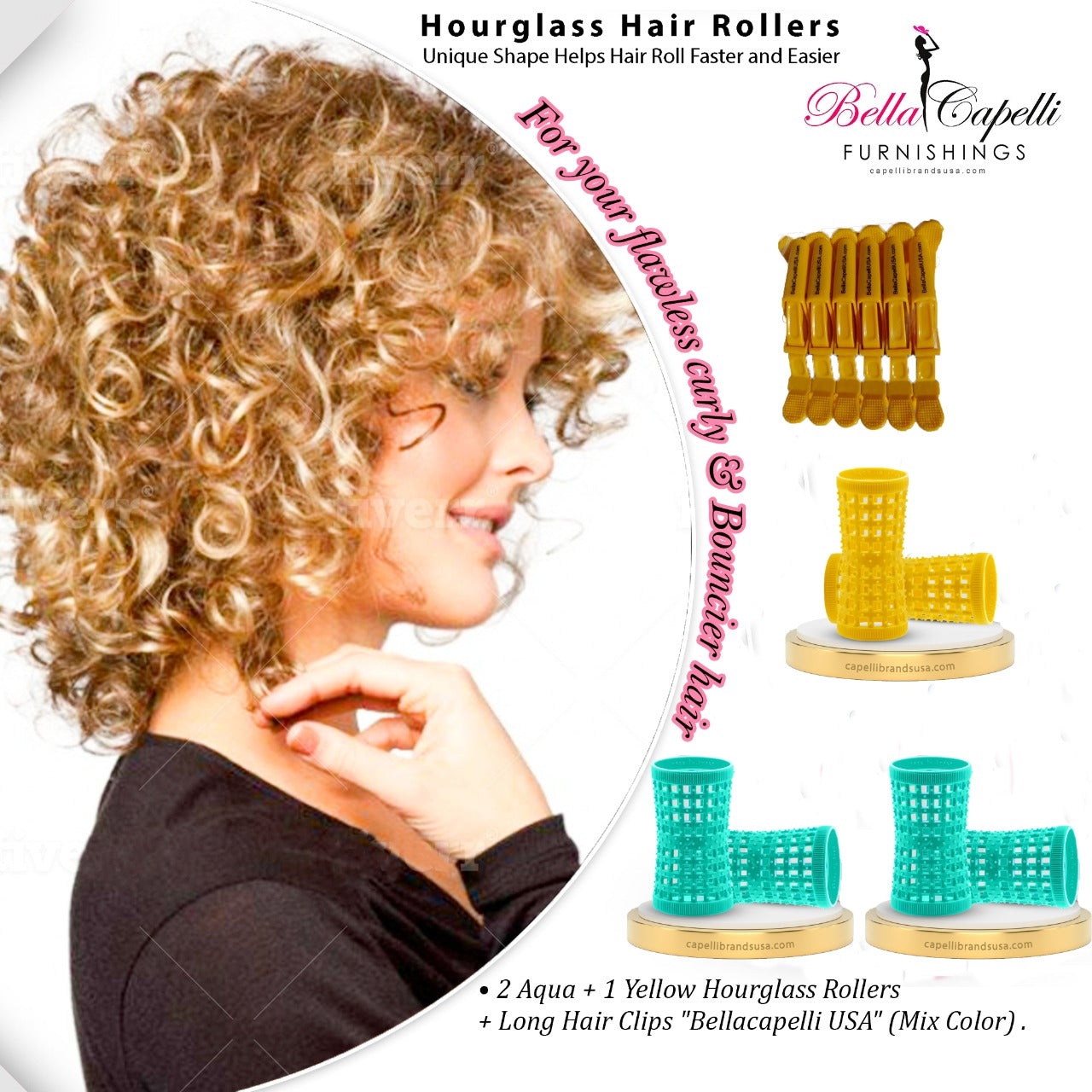 20% OFF - 2 Pack of WHITE (Pack of 6 pieces) + Bag of 25 Hourglass Metal Natural Hair Pins (4.5 inches long)