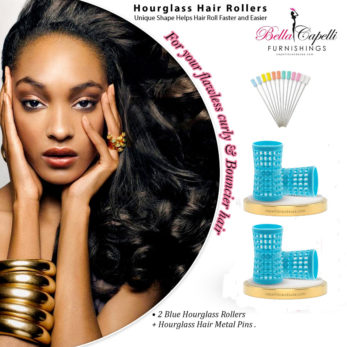 20% OFF - 2 Pack of Blue + Hourglass Hair Pins