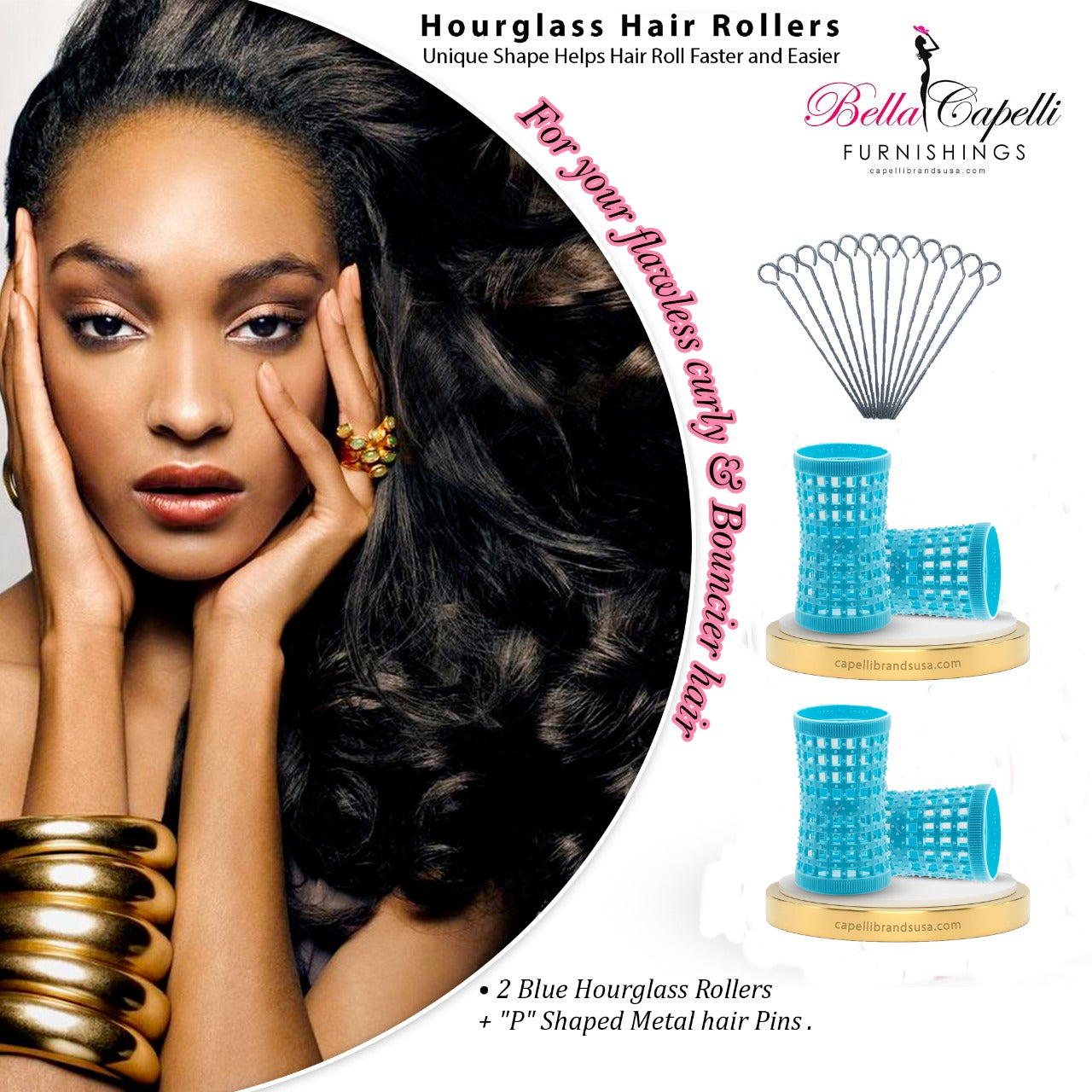 20% OFF - 2 Pack of Blue + Hourglass Hair Pins