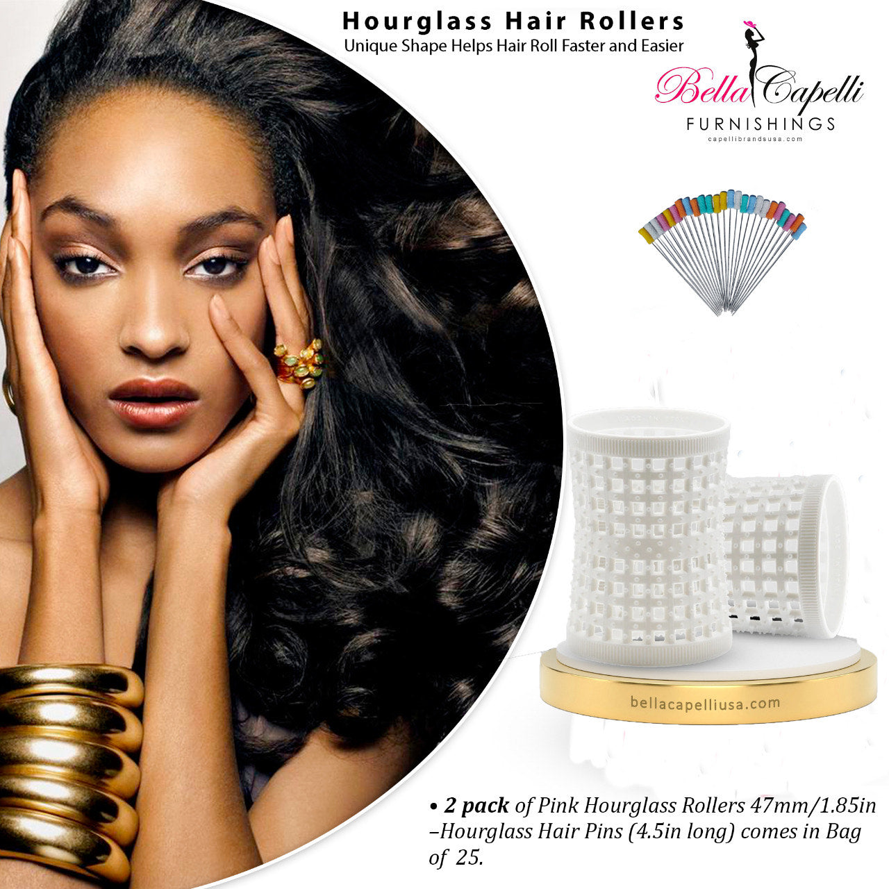 Bag of 25 Hourglass Metal Natural Hair Pins (4.5 inches long)