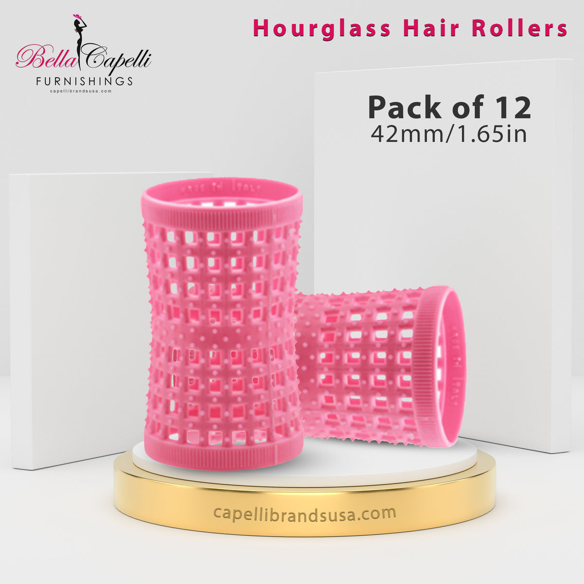 Hourglass All Hair Types Unisex Rollers- Pink 42mm/1.65in – Pack of 12